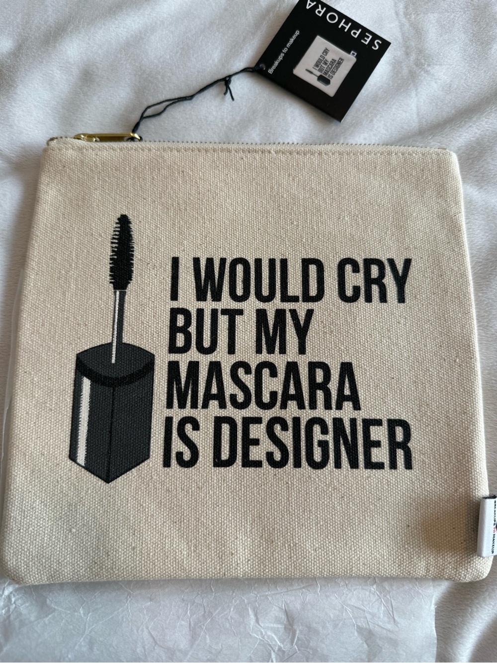 Sephora Sassy Makeup Bag- I Would Cry But My Mascara Is Designer w/ samples NWT